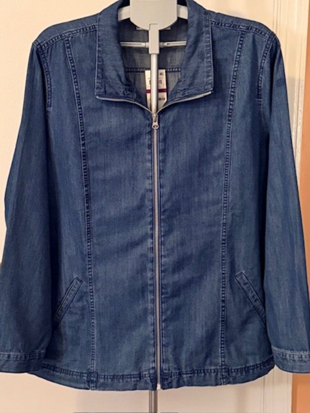 NWT Karen Scott Denim Zip-Front Jacket - XXL